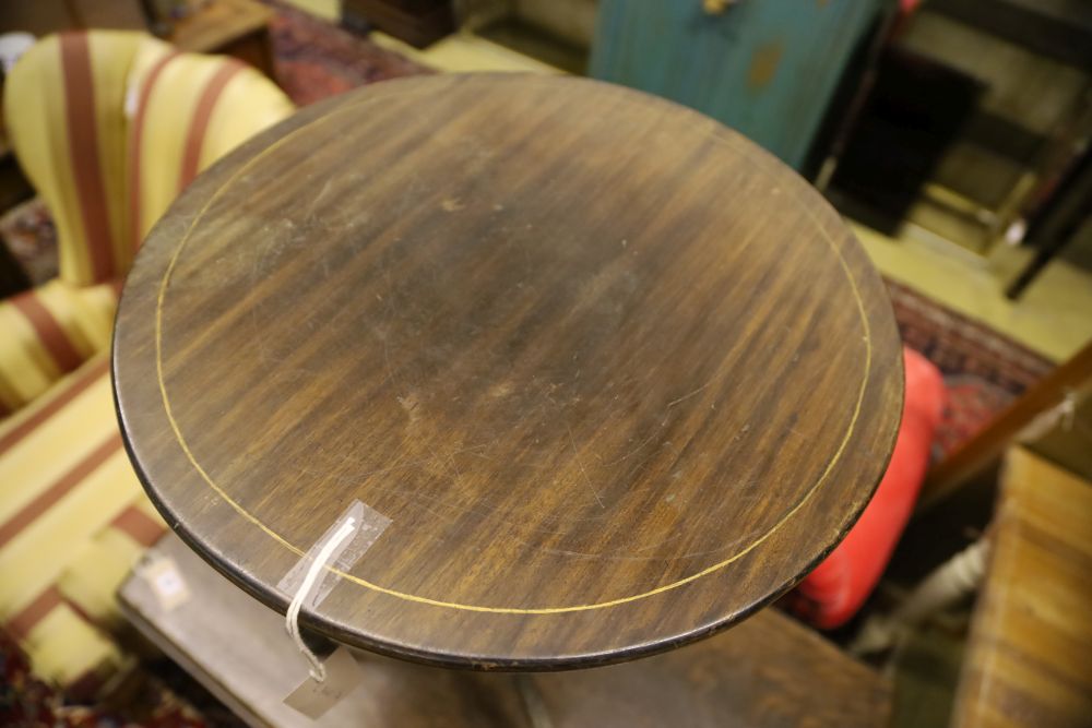 A Regency and later parcel gilt tripod table, 42cm diameter, 70cm high